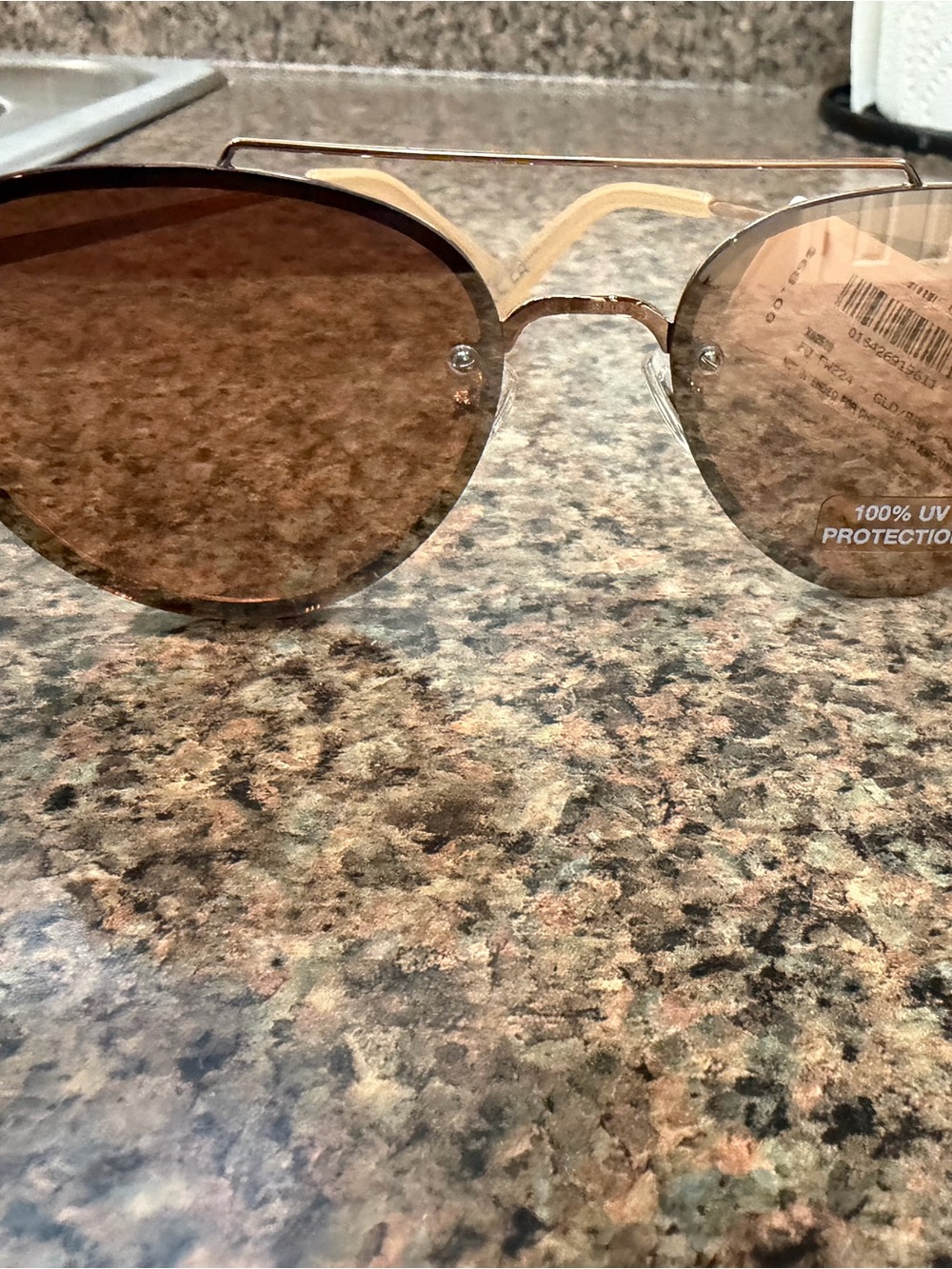 Fossil Rose Gold Frame Sunglasses with Brown Lenses